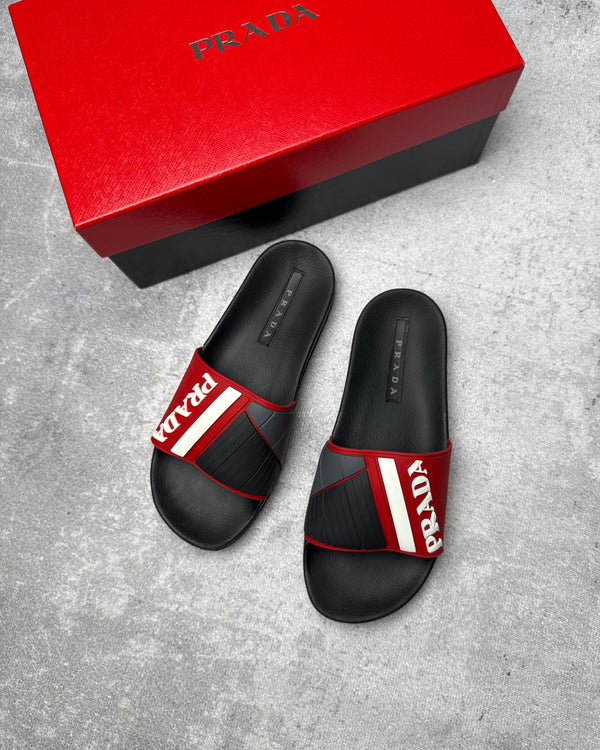 Prada Linear Rossa Pool Sliders