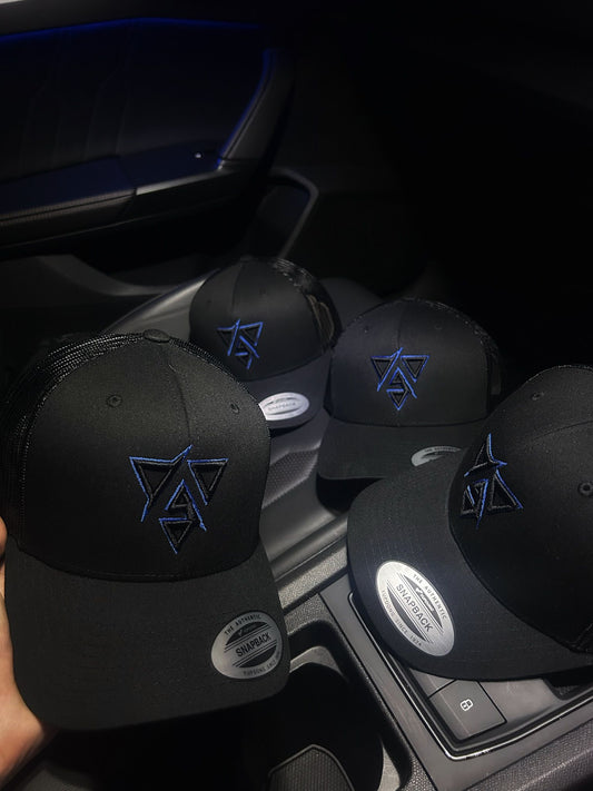 Black Trucker - Black/Blue Logo